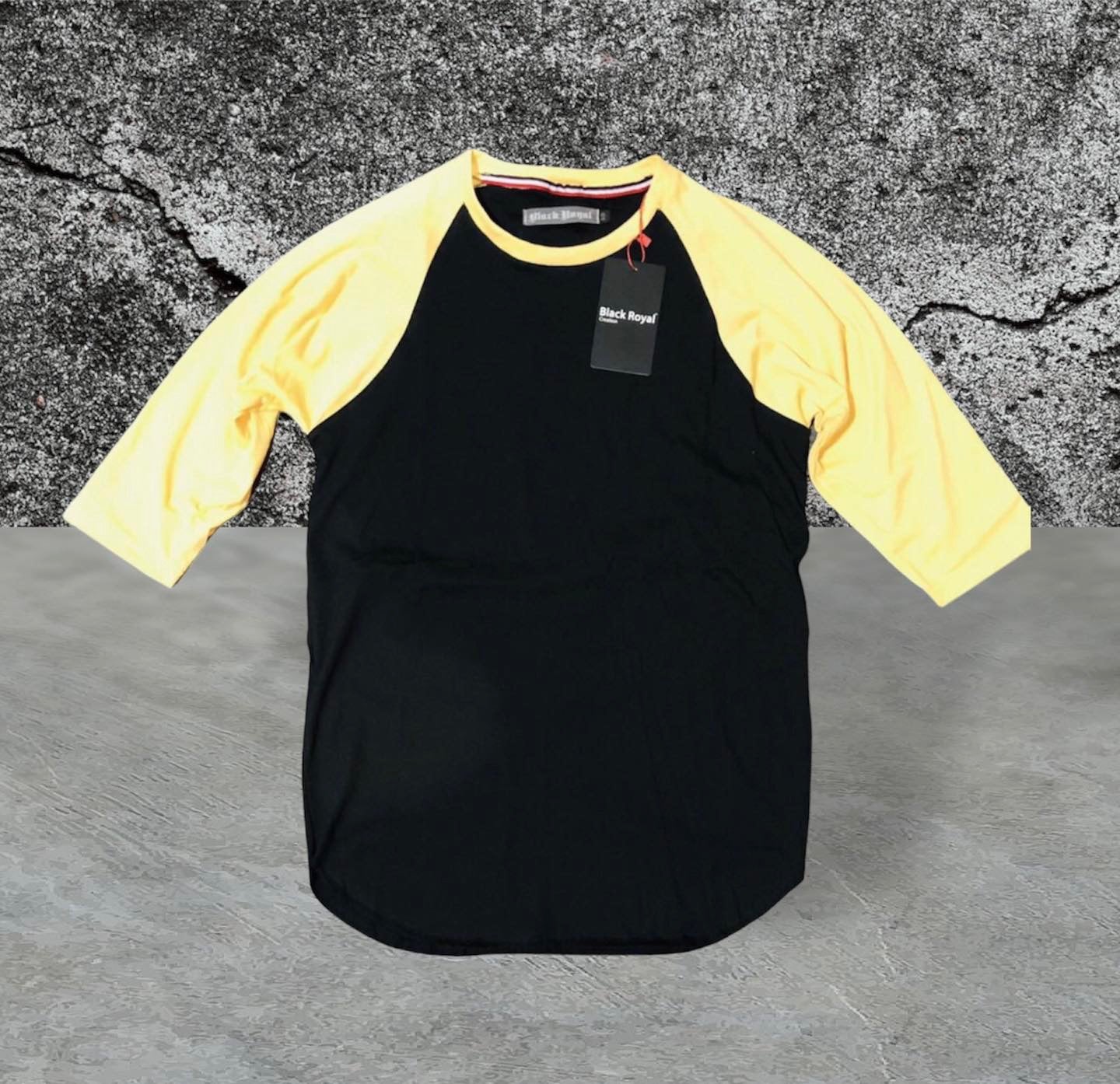 PLAYERA LONG FIT 3/4 Black/Yellow